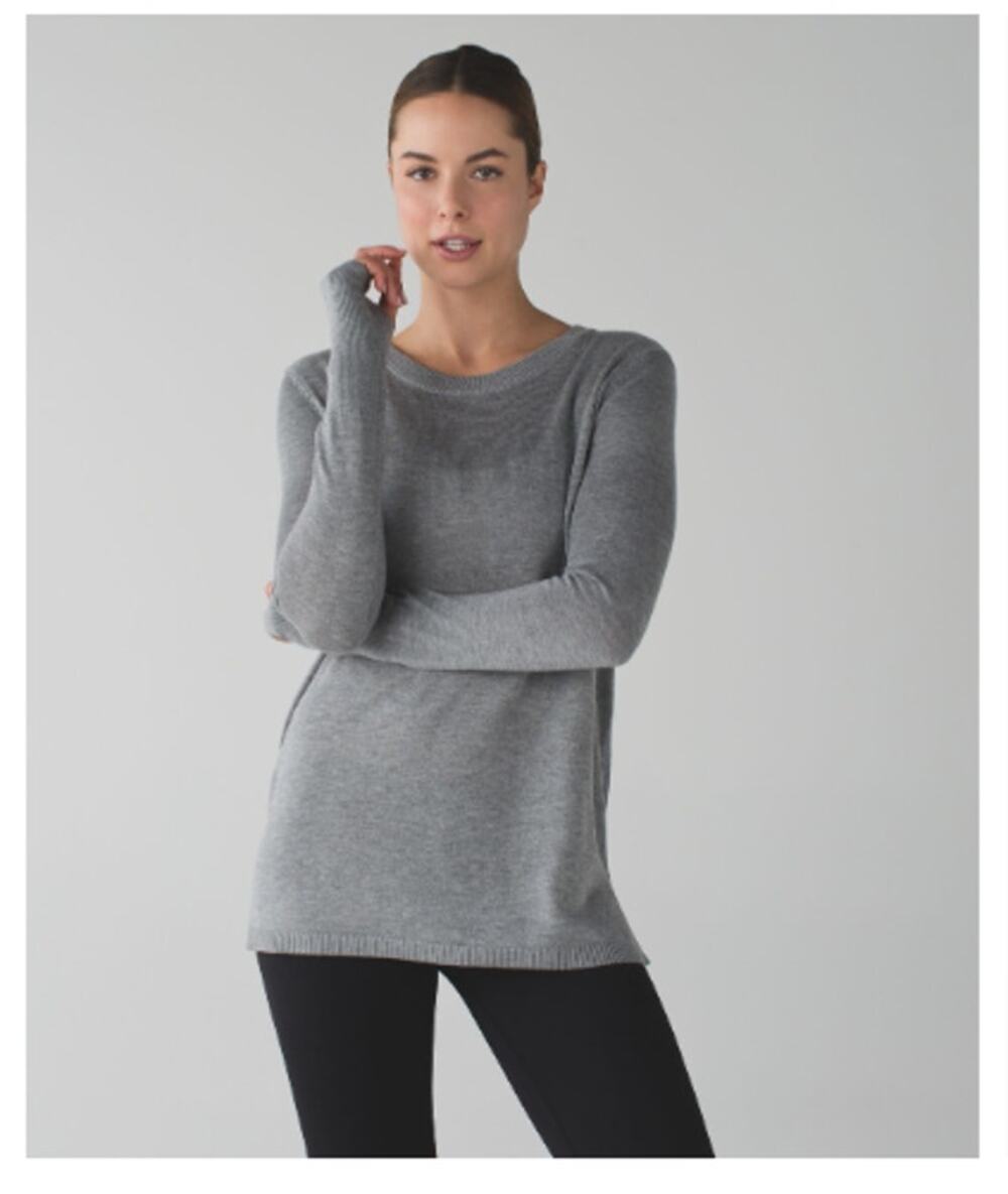 Lululemon Sz 8 Bring It Backbend Cashmere Blend Sweater Open Back Grey